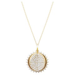 Memento Half Mother of Pearl - Half Diamond Sun Charm Pendant Large