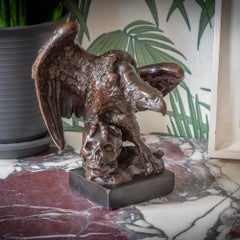 Memento Mori Bronze Vulture and Skull Sculpture by Bohuslav Schnirch