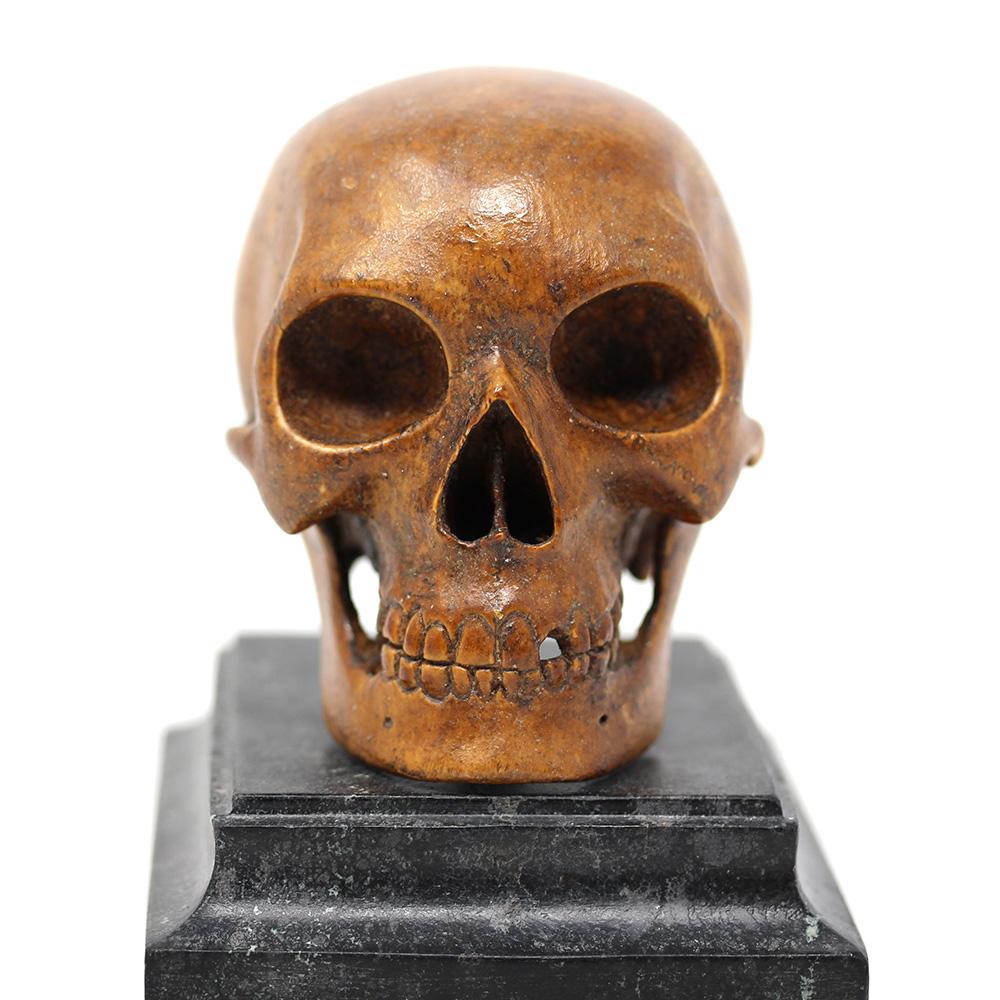German Memento Mori Carved Skull  For Sale 2