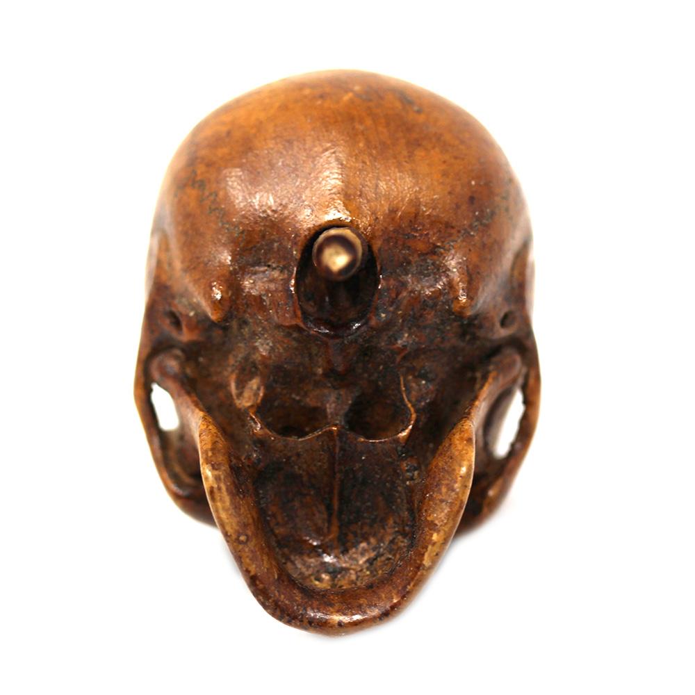 German Memento Mori Carved Skull  For Sale 3