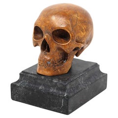 Vintage German Memento Mori Carved Skull 