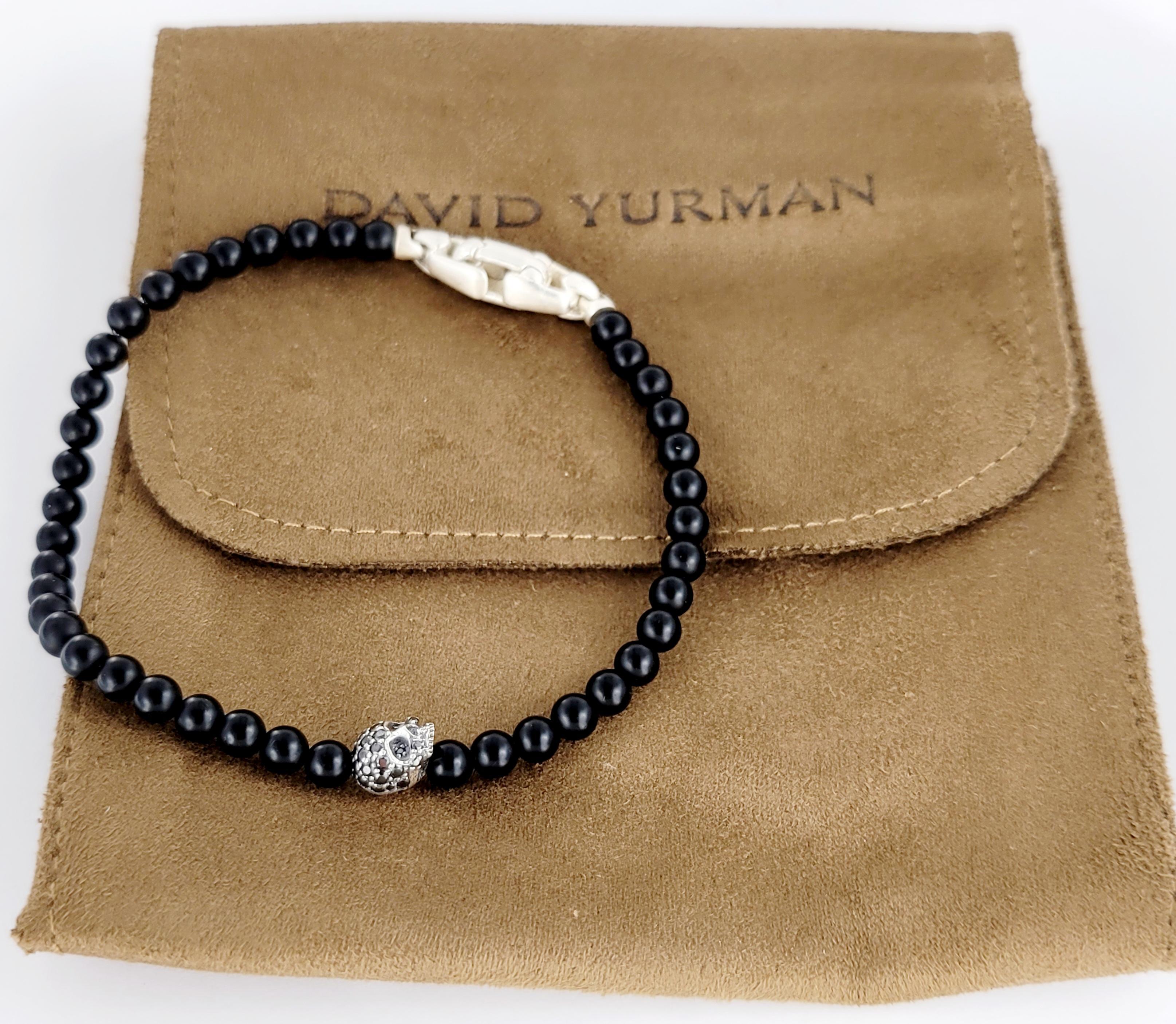 Memento Mori Collection for Men Memento Mori Skull Station Bracelet 4mm In New Condition In New York, NY