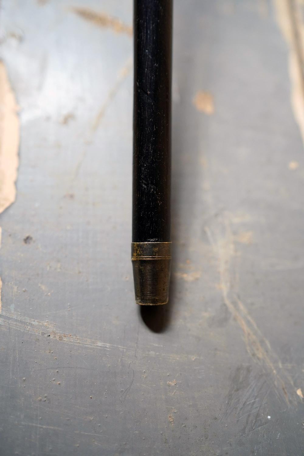 Late Victorian Memento Mori Ebonised & Carved Antler Walking Cane as a Skull c.1890-1900