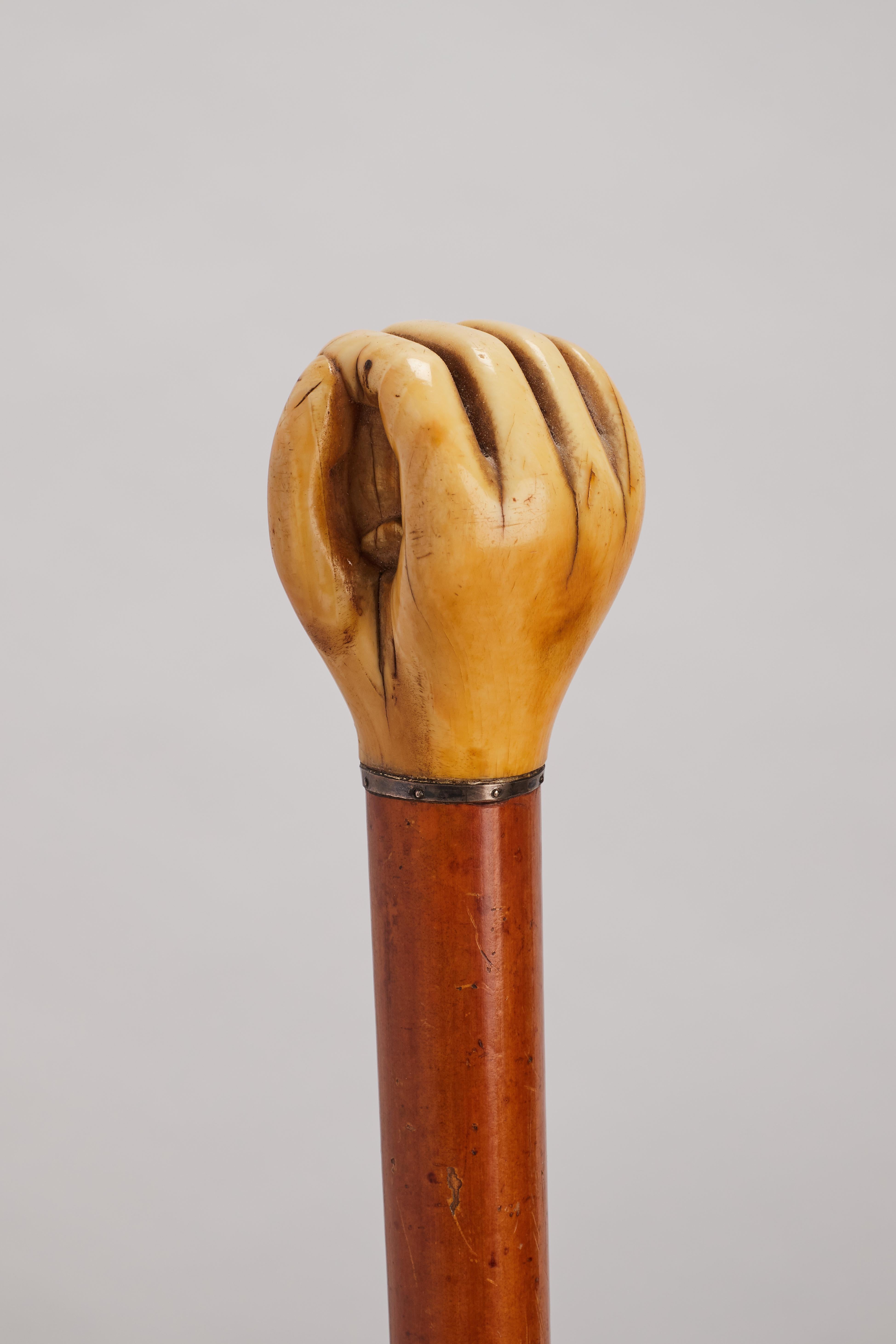 Ivory Memento mori ivory handle walking stick, Germany 1860.  For Sale