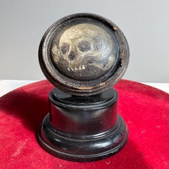 Memento Mori Miniatur-Ölgemälde auf Holz 18. Jahrhundert Barock