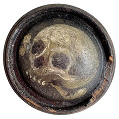 Memento Mori Miniatur-Ölgemälde auf Holz 18. Jahrhundert Barock