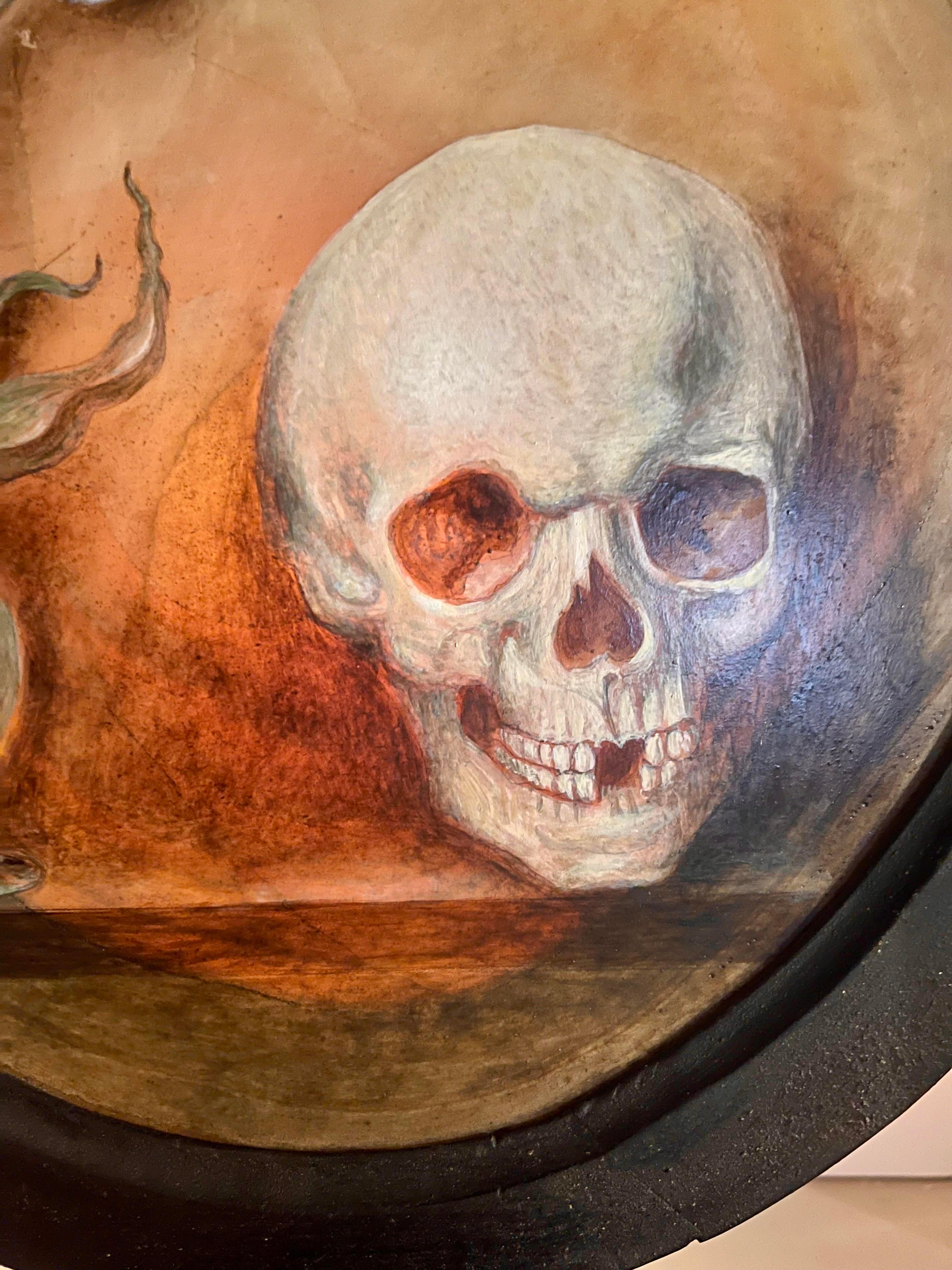 Memento mori oil painted on agate, Germany beginning 18th century. For ...