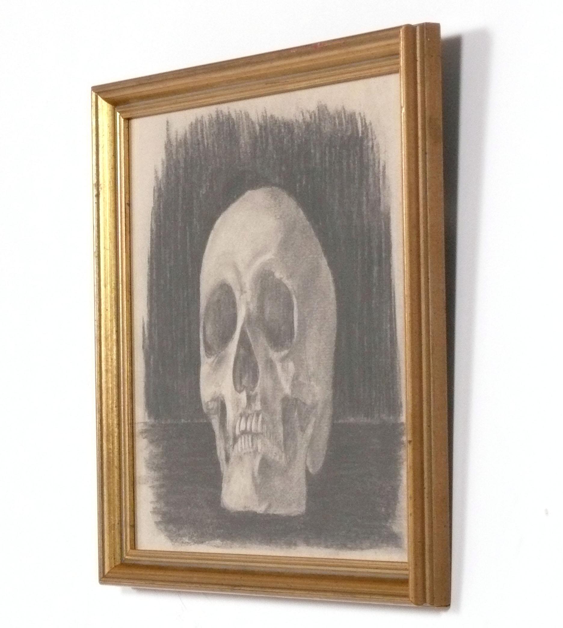 Français Memento Mori Dessins originaux de crânes au fusain Art du 19e si�ècle en vente