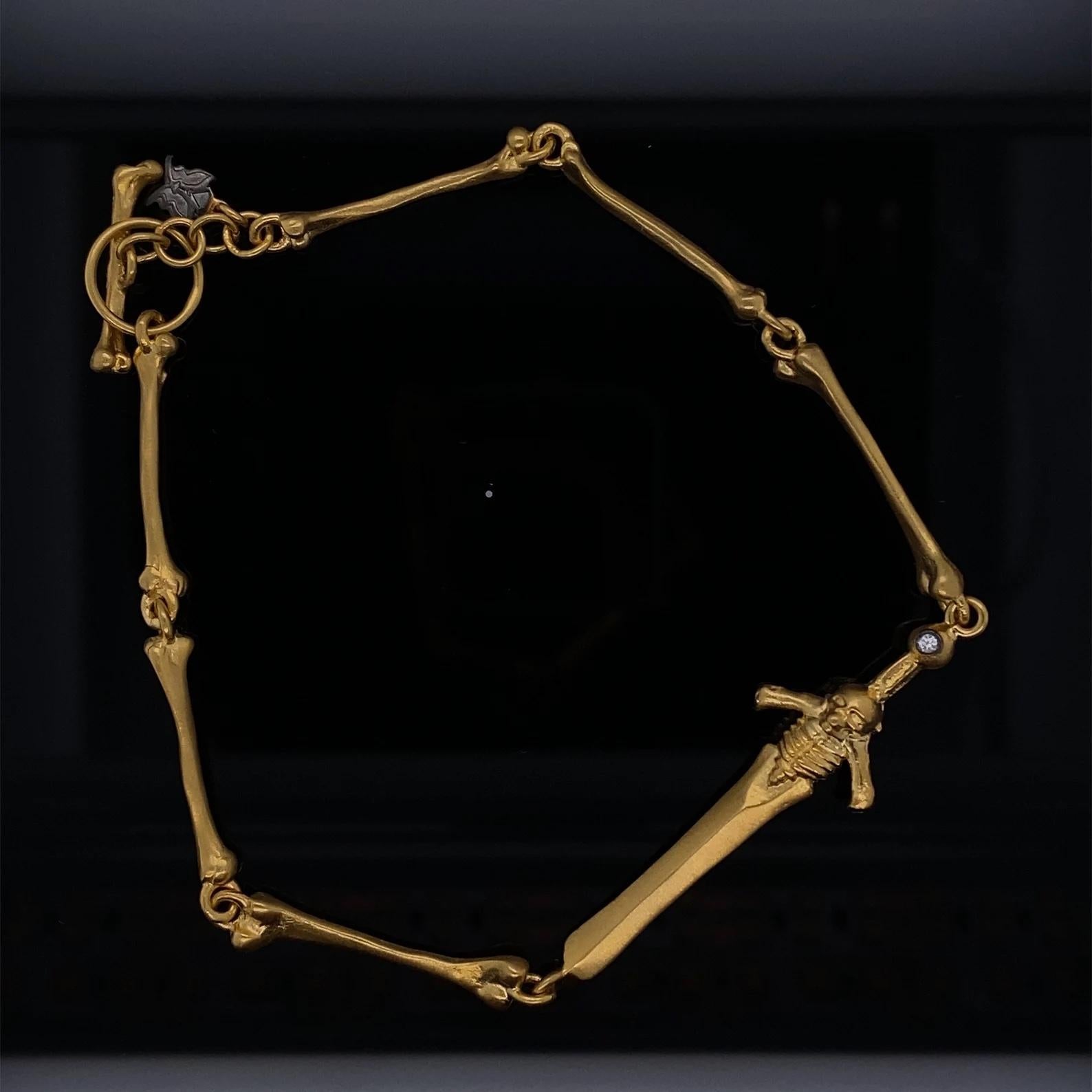 Bracelet philosophie Memento Mori en or 24 carats et diamants, SS par Kurtulan Neuf - En vente à Bozeman, MT