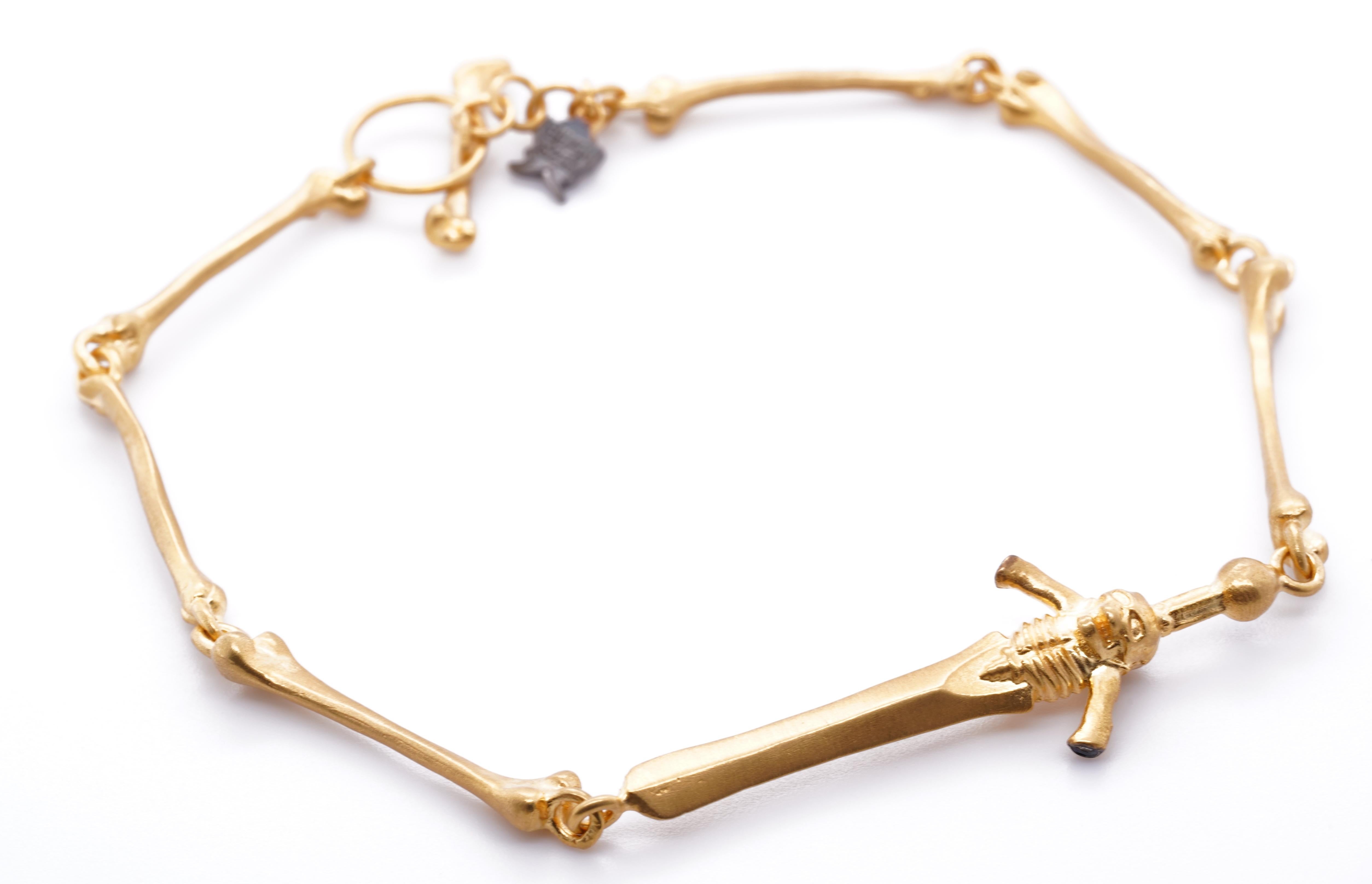 Memento Mori Philosophy Bracelet with Diamonds 24k Gold and SS by Kurtulan In New Condition For Sale In Bozeman, MT