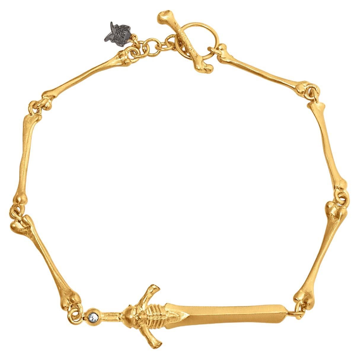 Memento Mori Philosophy Bracelet with Diamonds 24k Gold and SS by Kurtulan For Sale