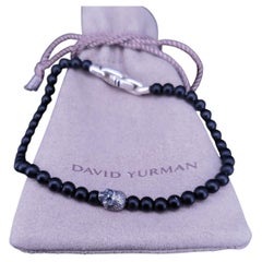 Memento Mori Skull Station Bracelet Sterling Silver with Black Onyx, 4mm