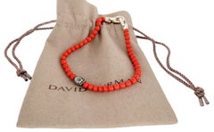 Bracciale Memento Mori Skull Station in argento sterling con onice rossa, 4 mm