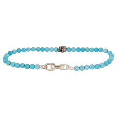 Memento Mori skull station bracelet sterling silver with turquoise onyx 4mm
