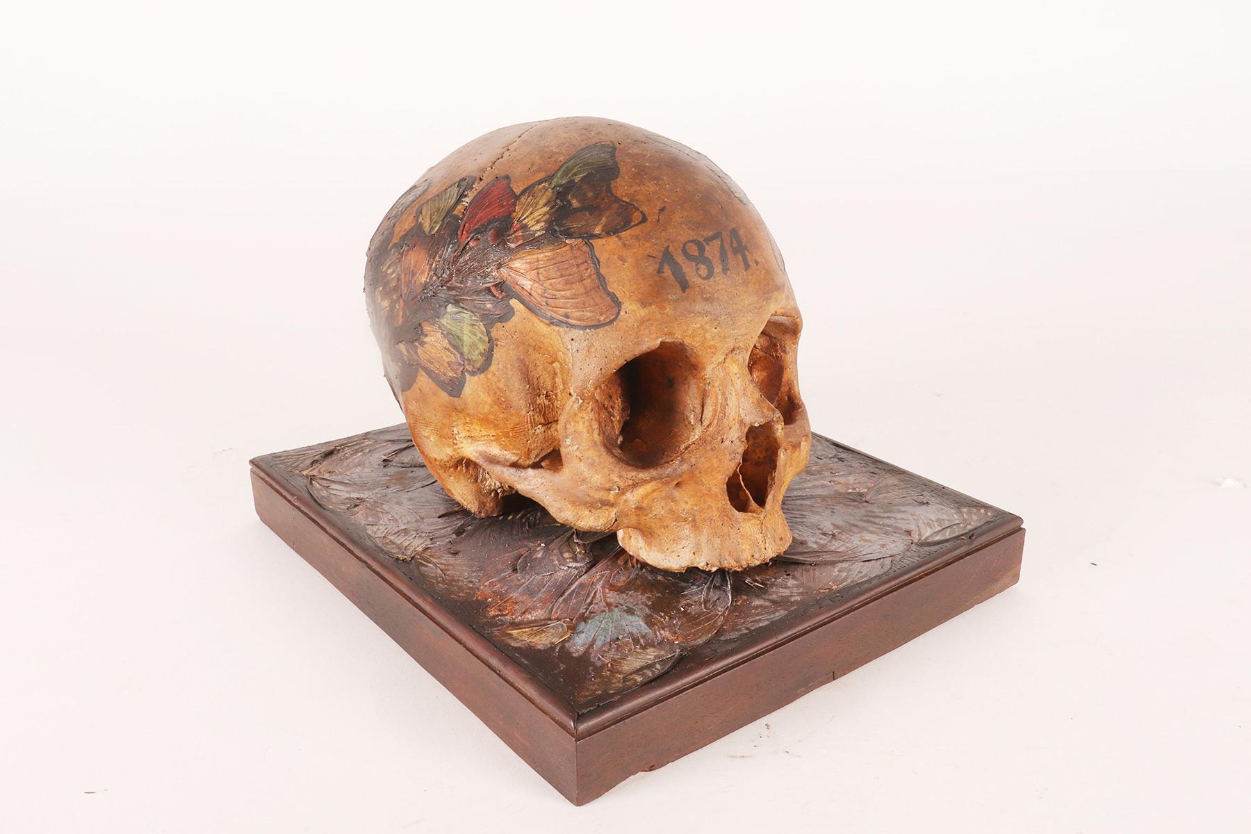 Memento mori, skull with butterfly wings, Germany 1874.  For Sale 6