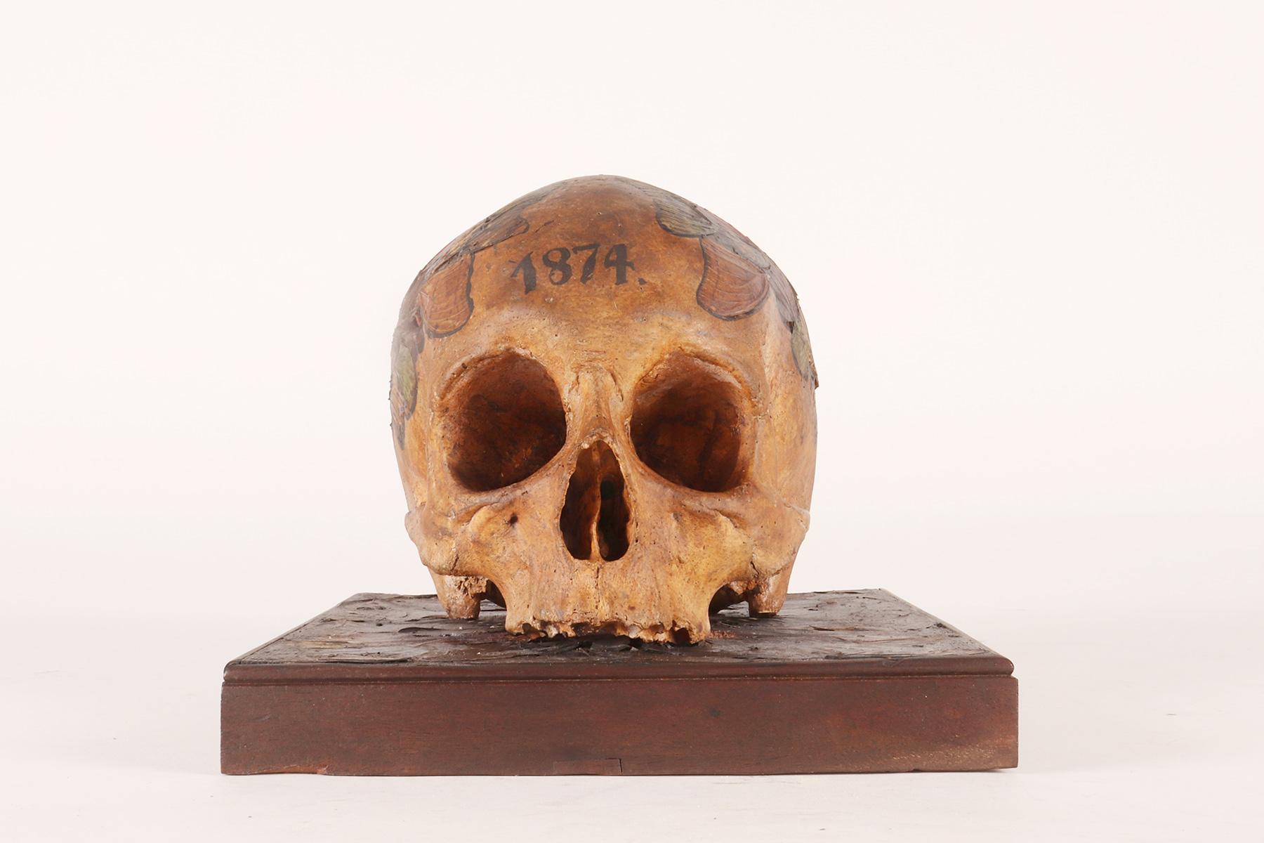Memento mori, skull with butterfly wings, Germany 1874.  For Sale 2