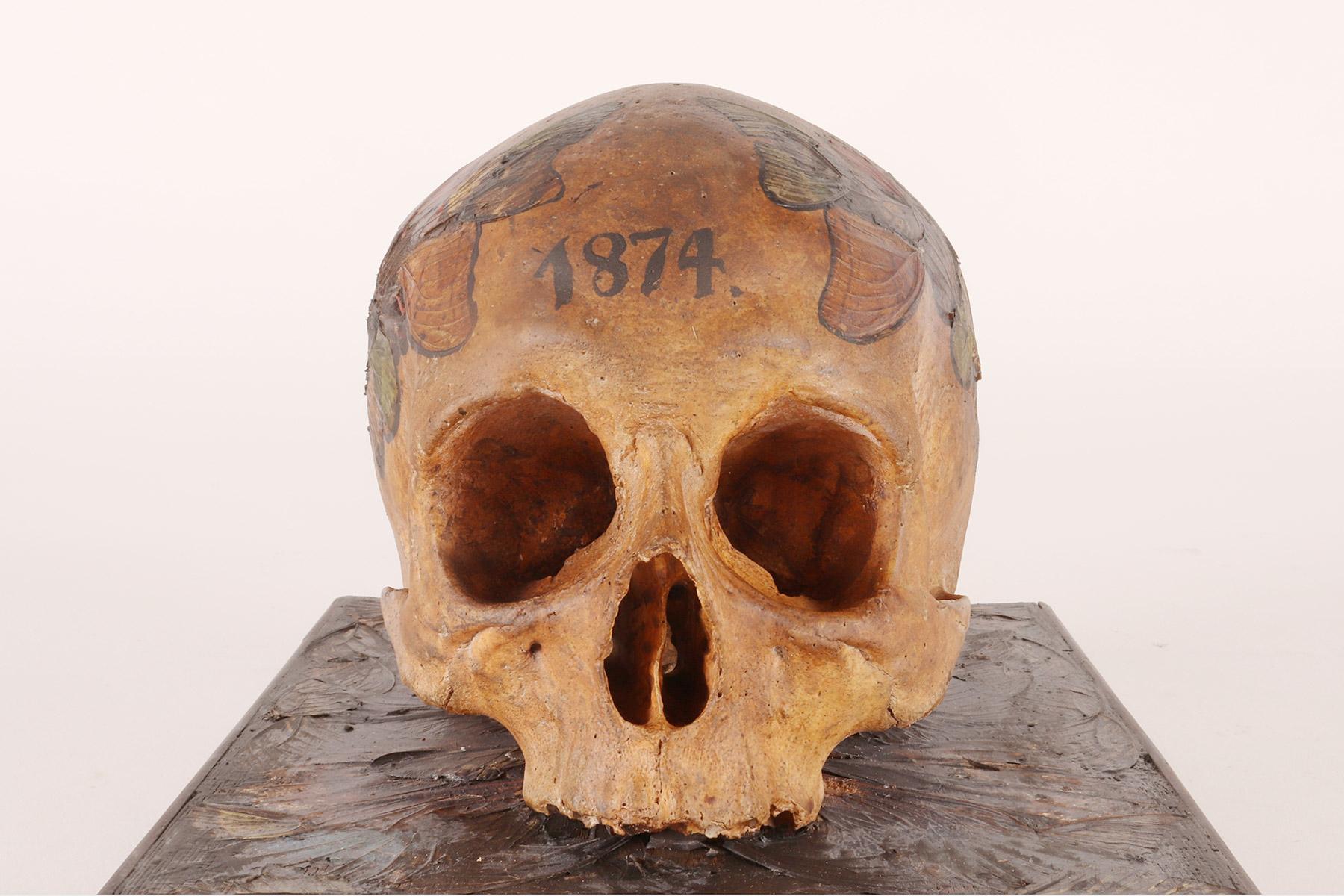 Memento mori, skull with butterfly wings, Germany 1874.  For Sale 3