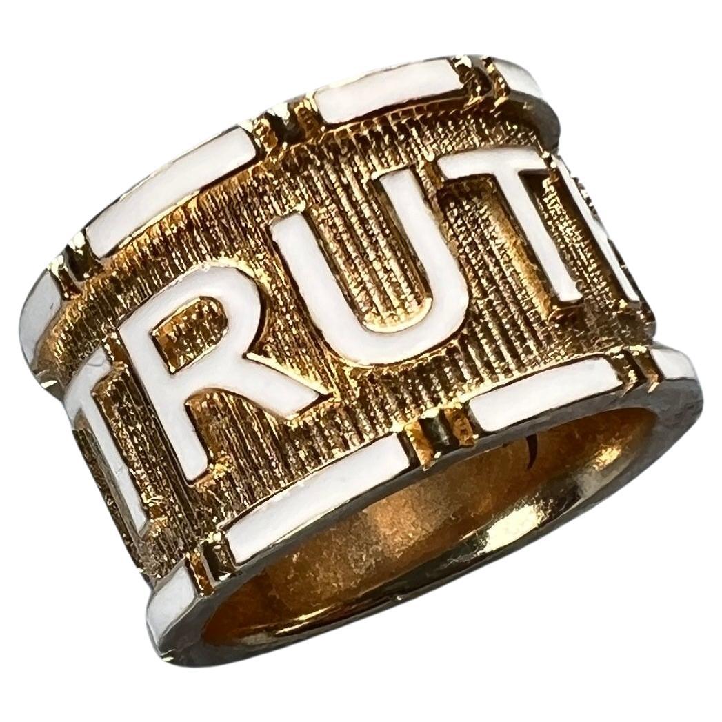 Signet Ring White Enamel Truth Memento Mori Style