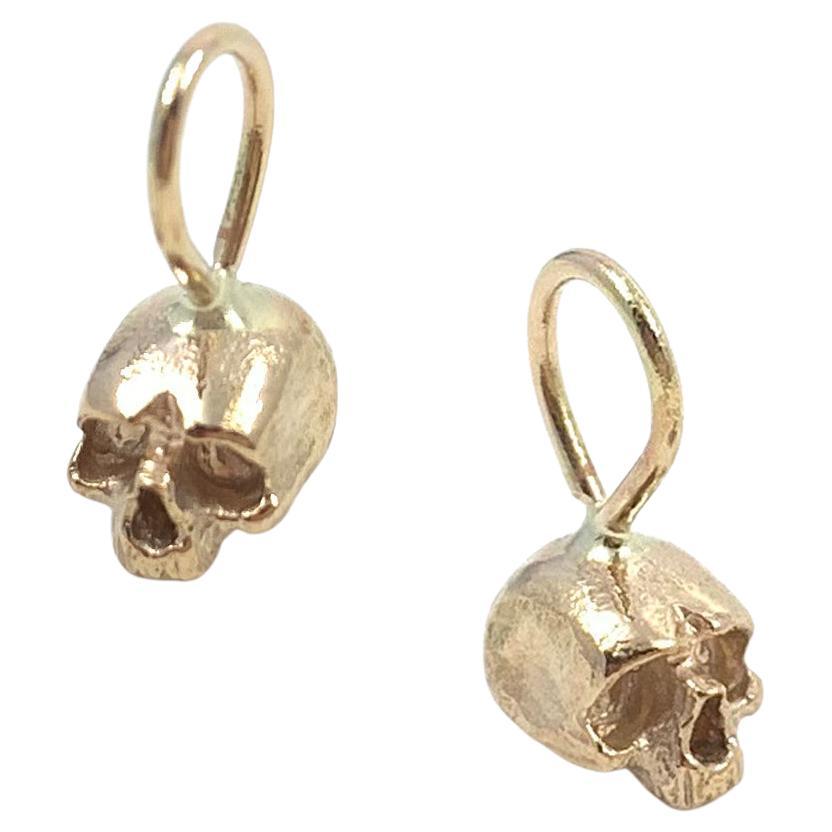 Memento Mori Tiny Skull Pendant in 14k Gold by Alex Jacques Designs For Sale