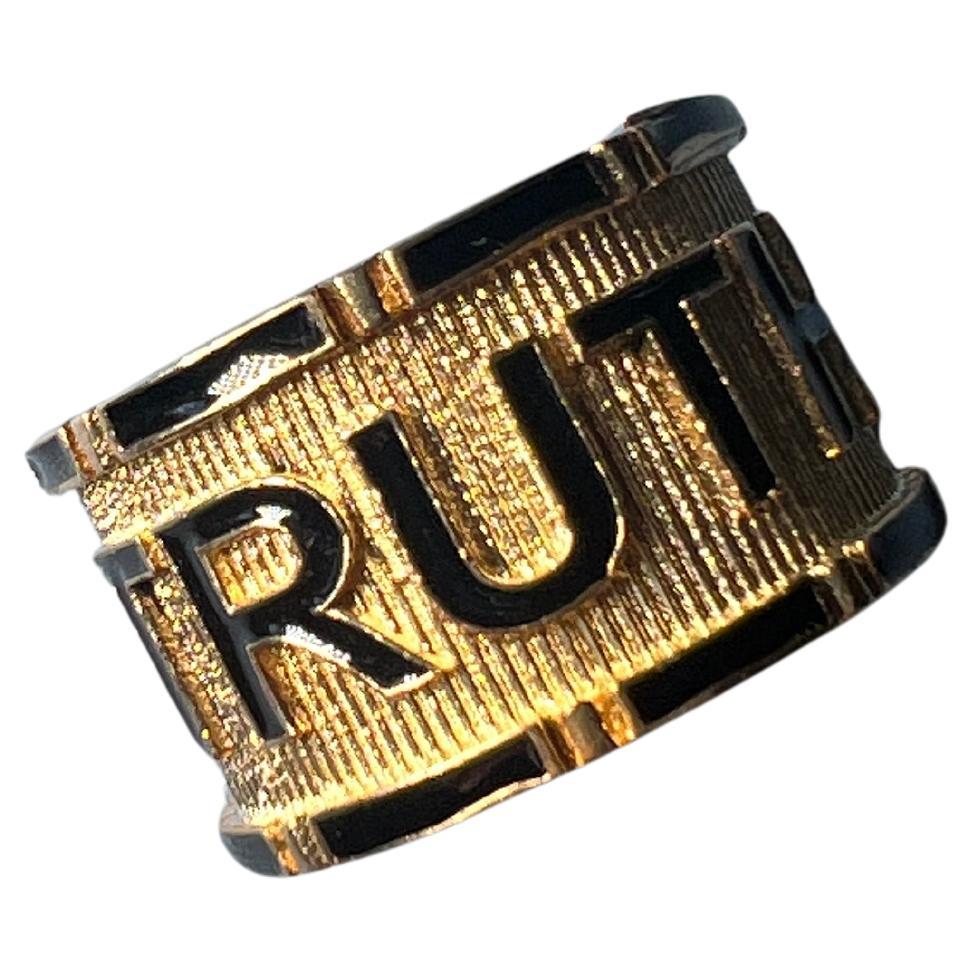 Memento Mori Truth Ring 14k Solid Gold Black Enamel