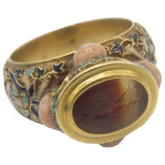 Antique Memento Nori 19th Century Gold Men's Bishops Ring 