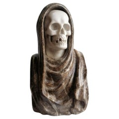 Memento or Vanitas carved on white Carrara and Emperador spain