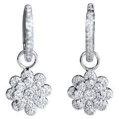 Memento Pave Diamond Flower Dangle Earring in Yellow Gold Small