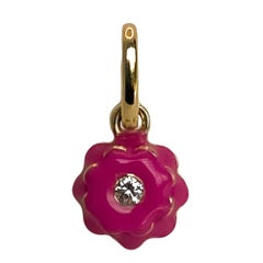 Ciondolo Memento con diamante singolo e fiore smaltato rosa Mini