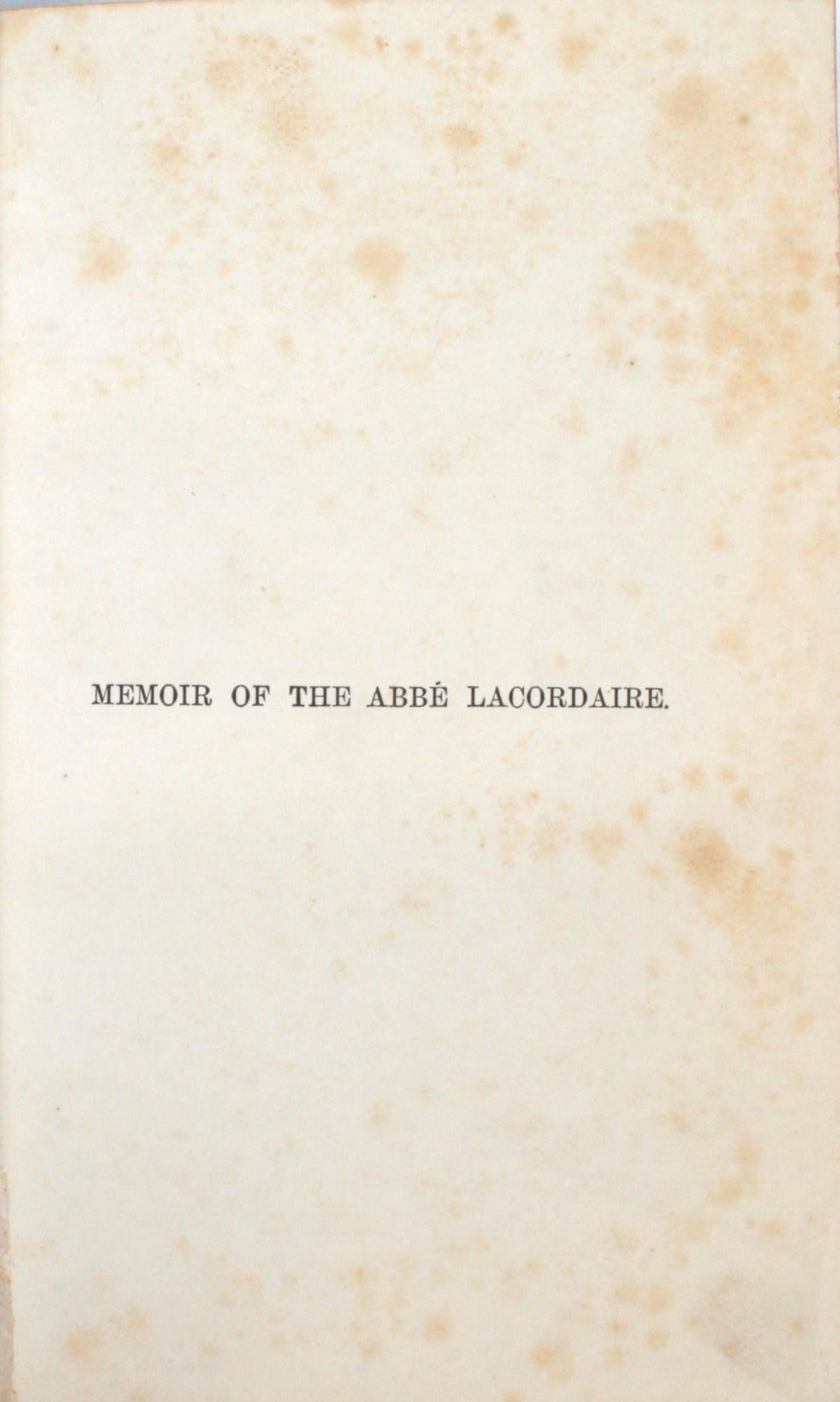 English Memoir of the Abbé Lacordaire by the Count De Montalembert, First Edition For Sale