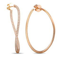 Pendientes de aro de oro rosa de 18 quilates con diamantes de 2,0 ct MS15-050426