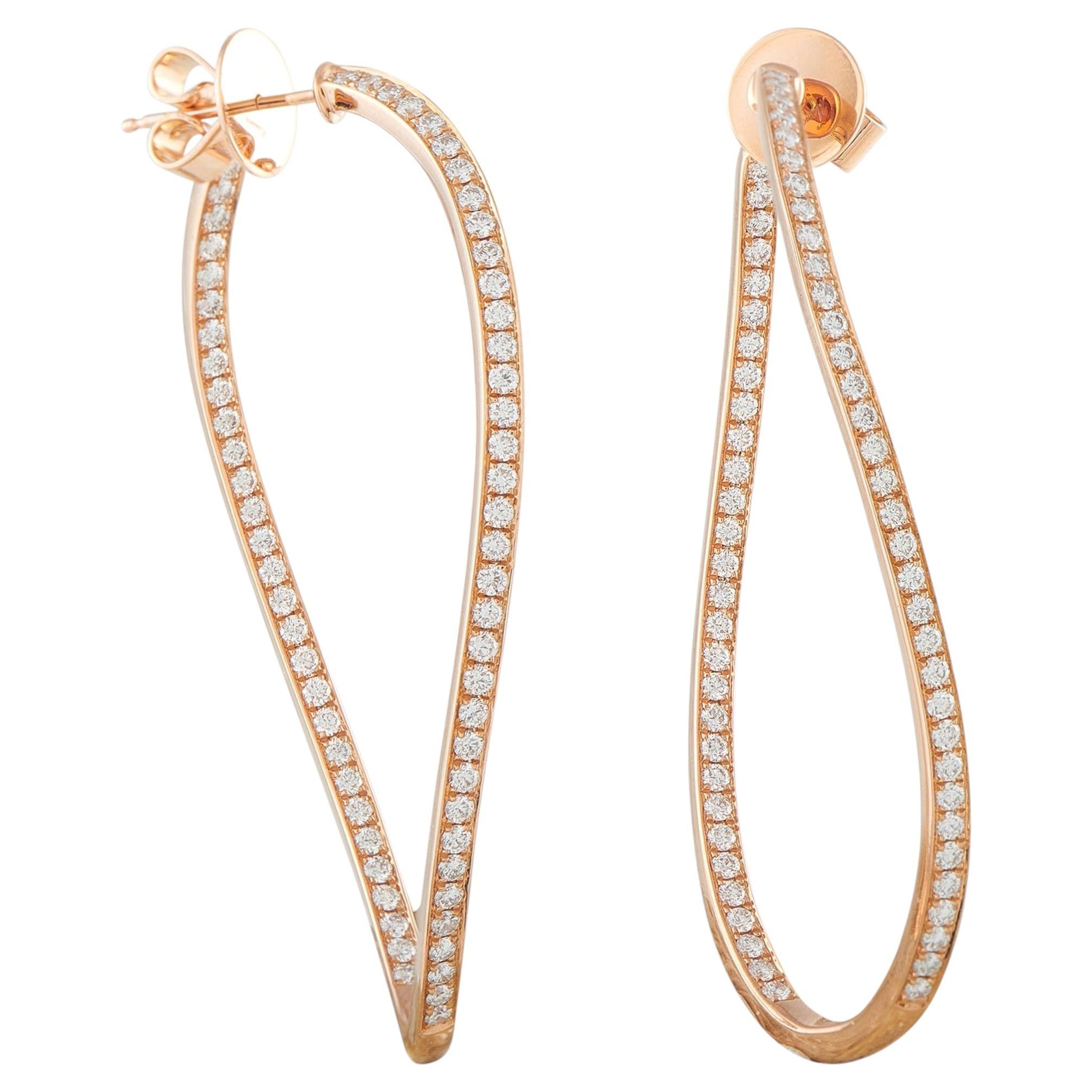 Memoire 18K Rose Gold 2.0ct Diamond Twist Inside-Out Hoop Earrings MS15-050426