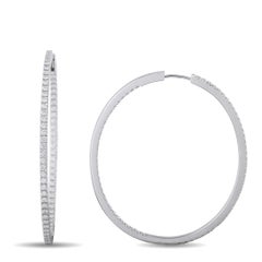 Pendientes de aro ovalados de oro blanco de 18 quilates con diamantes de 1,45 ct ME12-050426