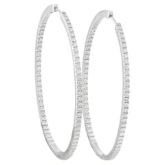 Pendientes de aro ovalados de oro blanco de 18 quilates con diamantes de 1,45 ct ME12-050426