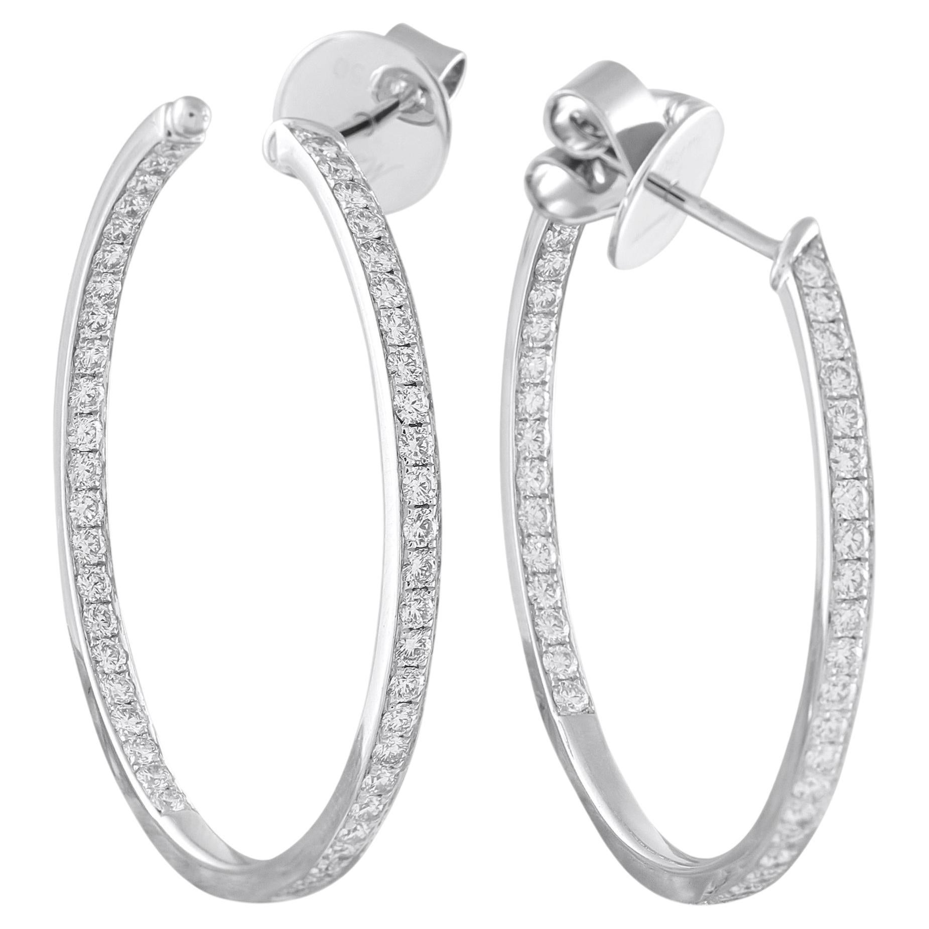 Pendientes de aro interior-exterior Memoire de oro blanco de 18 quilates y 1,50 ct de diamantes MS14-050426