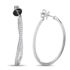 Pendientes de aro de oro blanco de 18 quilates con diamantes de 1,50 ct MS13-050426