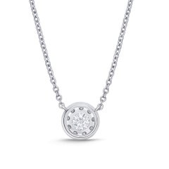 Memoire 18k White Gold Bouquet Diamond Pendant Necklace