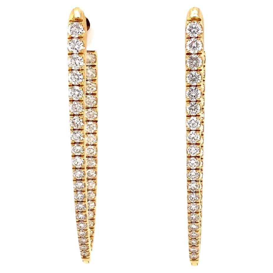 Memoire 18k Yellow Gold Imperial Hoops 74 Diamonds Equals 1.67ctw For Sale