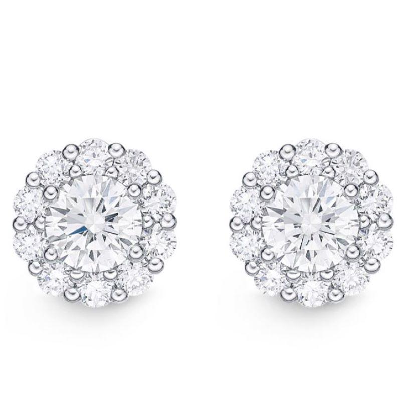 Memoire Blossom Collection Diamond Stud Earrings 0.49ctw 18k White Gold For Sale 1