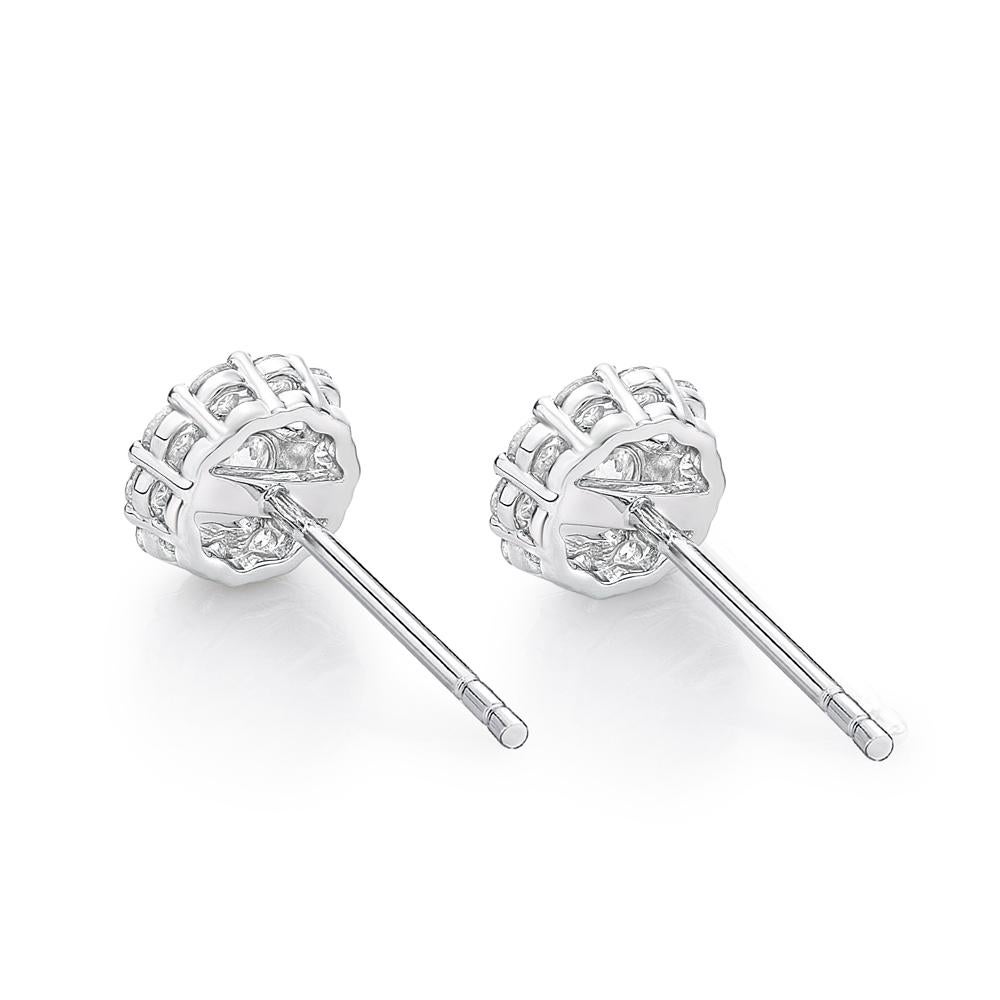 Memoire Blossom Collection Diamond Stud Earrings 0.49ctw 18k White Gold For Sale 2