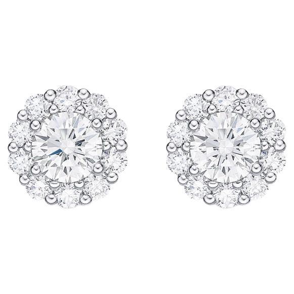 Memoire Blossom Collection Diamond Stud Earrings 0.97ctw 18k White Gold For Sale