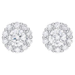 Memoire Blossom Collection Diamond Stud Earrings 0.97ctw 18k White Gold