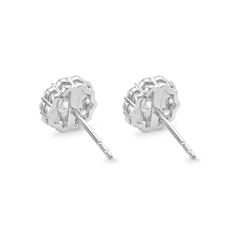 Memoire Blossom Collection Diamond Stud Earrings 1.52ctw 18k White Gold In New Condition For Sale In Los Gatos, CA
