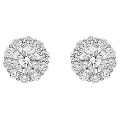 Memoire Blossom Collection Diamond Stud Earrings 1.52ctw 18k White Gold