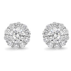 Memoire Blossom Collection Diamond Stud Earrings 1.52ctw 18k White Gold