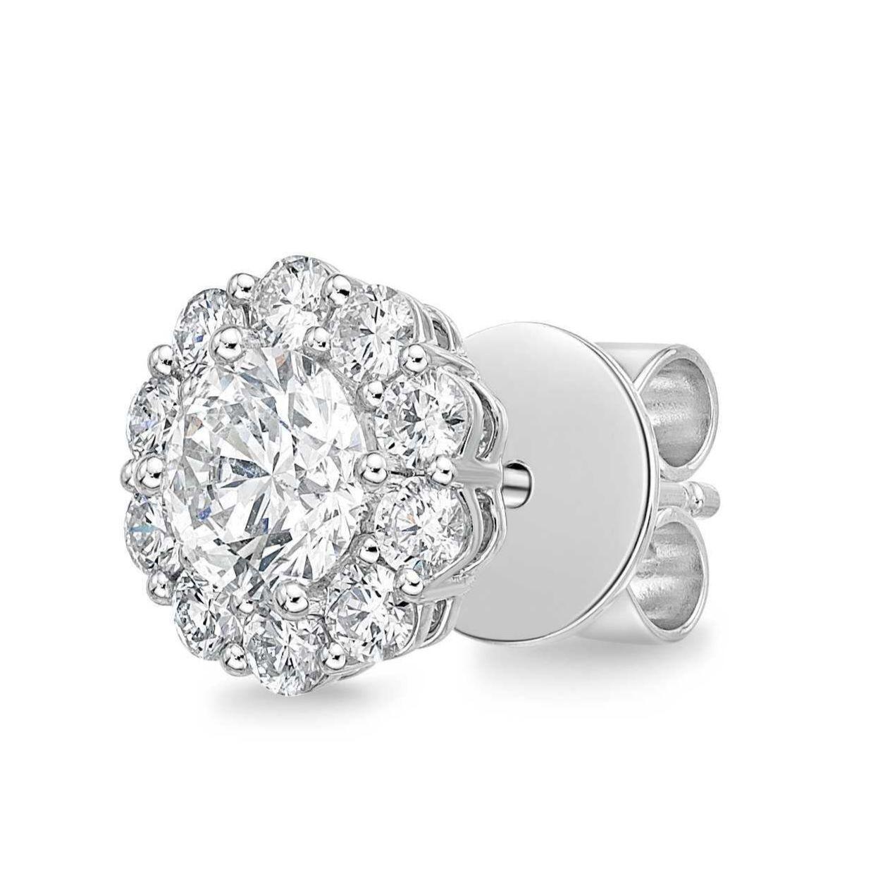 Pendientes de diamantes Memoire Blossom Collection 1,52 ct de oro blanco de 18k en venta 2
