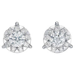 Clous d'oreilles en or blanc 18 carats avec diamants de la collection Bouquet de 0,95 carat