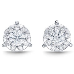 Clous d'oreilles en or blanc 18 carats avec diamants de la collection Bouquet de 0,95 carat 2