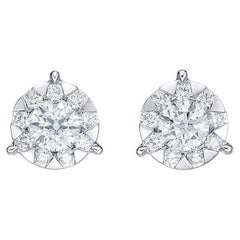 Memoire Bouquet Collection Diamond 0.95ctw Stud Earrings 18 Karat White Gold 2