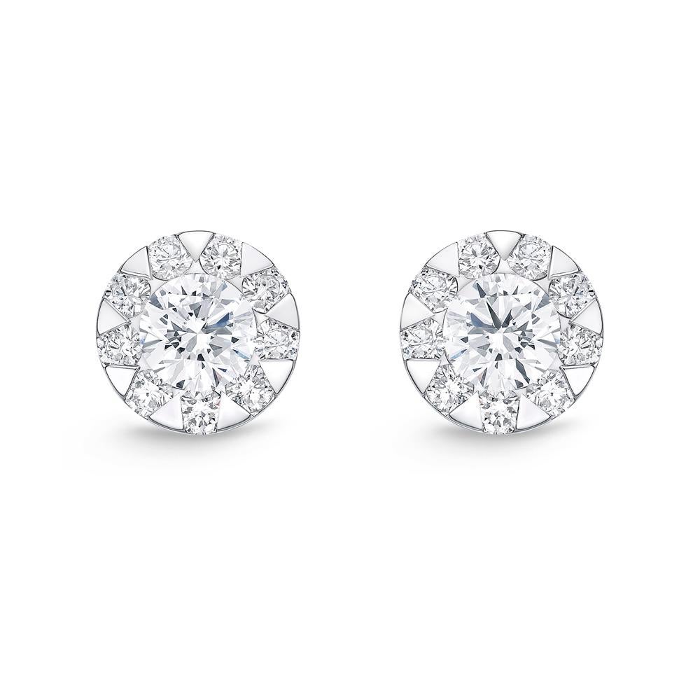 Memoire Bouquet Collection Everyday Diamond Earrings  Blossom Earrings Memoire collection 18K White Gold.
22 Diamonds Total Weight is 0.50 ctw
G in color VS-SI in clarity 
Ideal Cut diamonds 
6.5 mm in Diameter