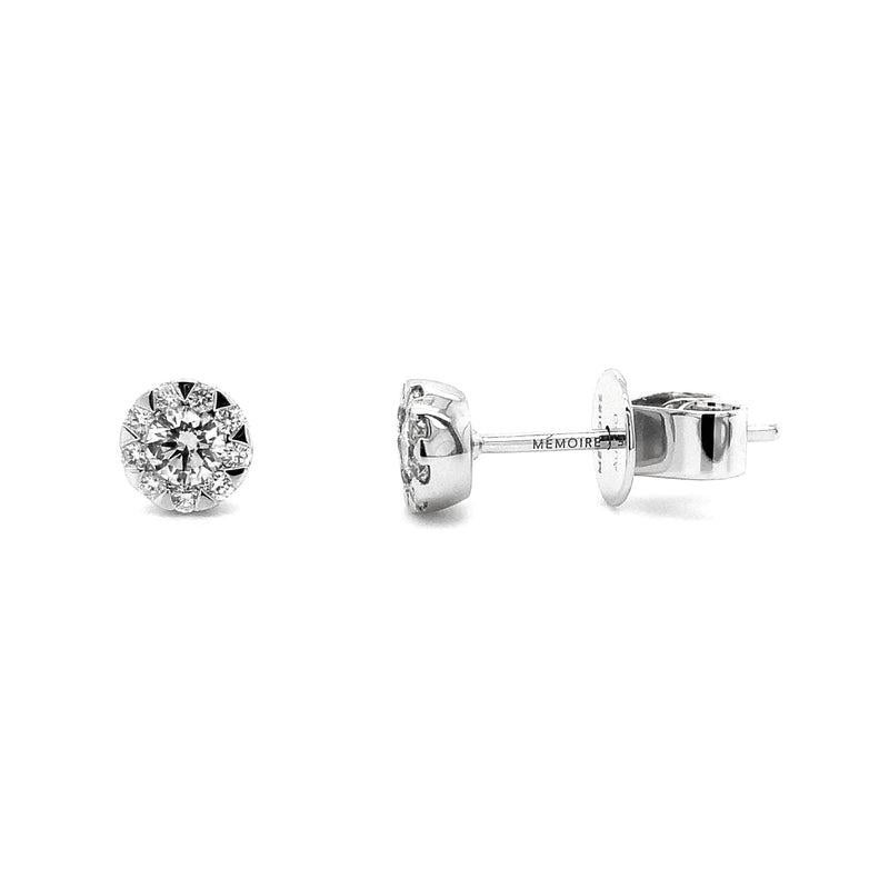 Brilliant Cut Memoire Bouquet Collection Diamond Stud Earrings 0.50ctw 18k White Gold For Sale